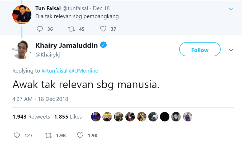 Khairy, UMNO, Tun Faisal, Twitter, Malaysia, Malaysia Indicator