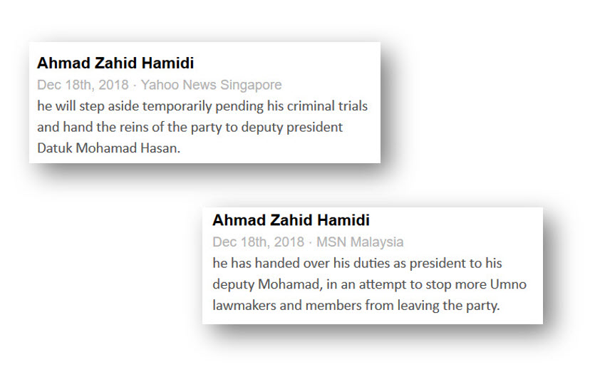 Malaysia, Ahmad Zahid Hamidi, UMNO, Mohamad Hasan, president, comeback, charges
